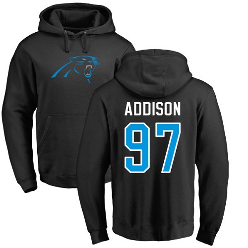Carolina Panthers Men Black Mario Addison Name and Number Logo NFL Football #97 Pullover Hoodie Sweatshirts->carolina panthers->NFL Jersey